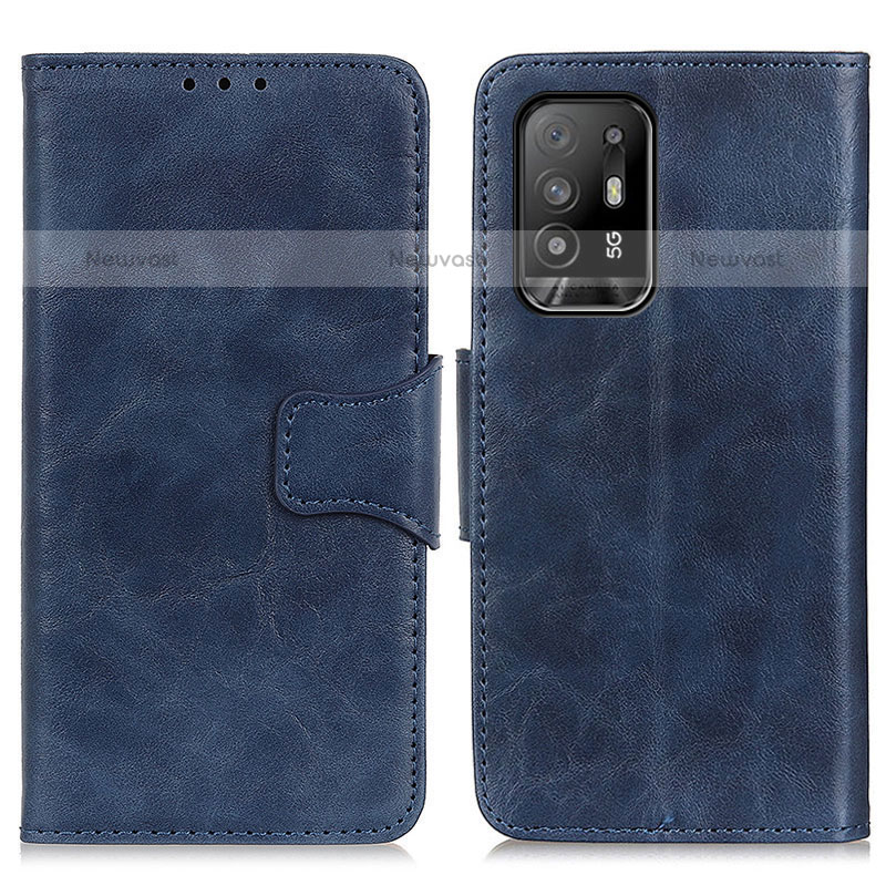 Leather Case Stands Flip Cover Holder M02L for Oppo A94 5G Blue