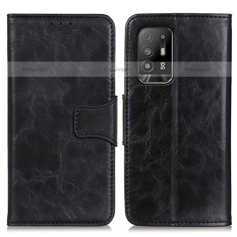 Leather Case Stands Flip Cover Holder M02L for Oppo F19 Pro+ Plus 5G Black