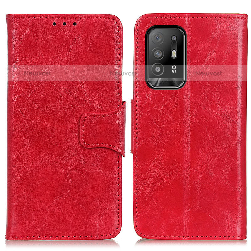 Leather Case Stands Flip Cover Holder M02L for Oppo F19 Pro+ Plus 5G Red