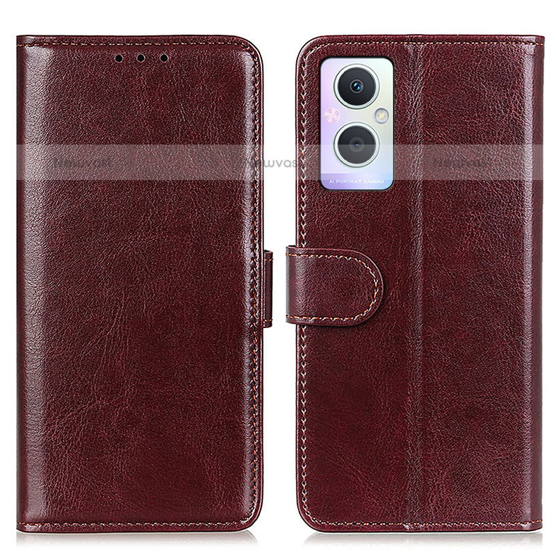 Leather Case Stands Flip Cover Holder M02L for Oppo F21s Pro 5G Brown