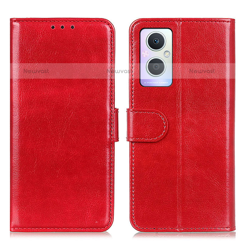 Leather Case Stands Flip Cover Holder M02L for Oppo F21s Pro 5G Red