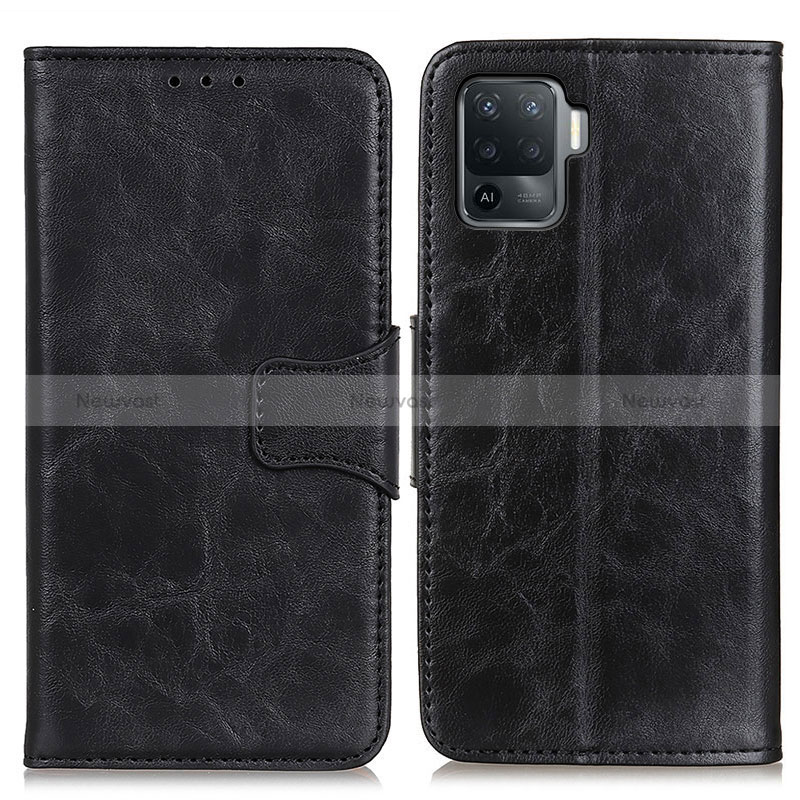 Leather Case Stands Flip Cover Holder M02L for Oppo Reno5 F Black