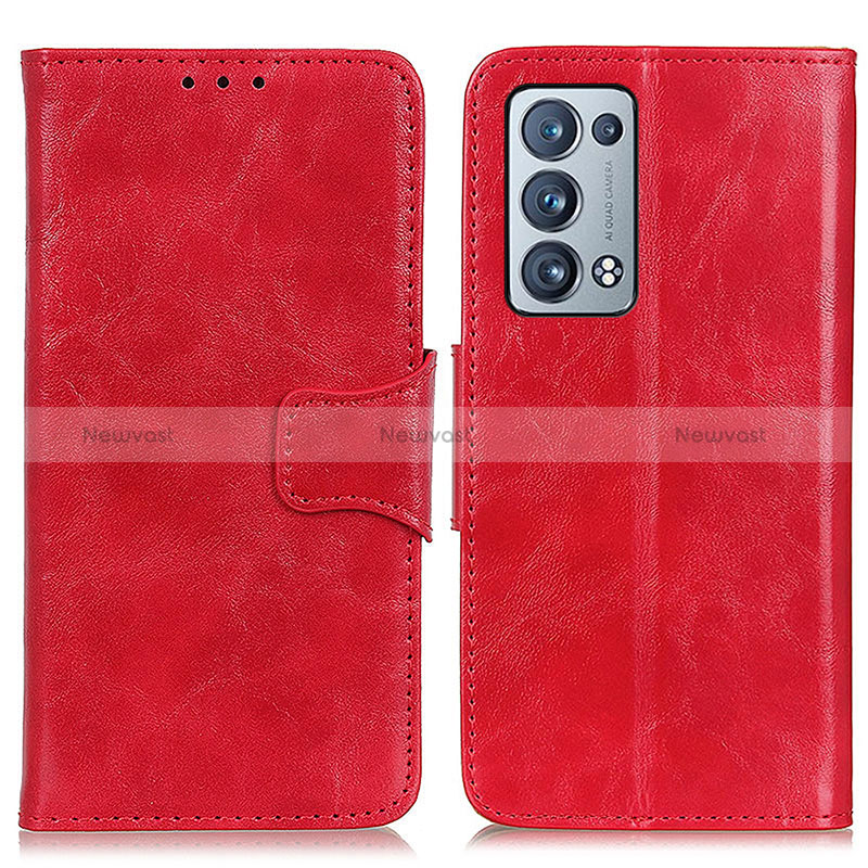 Leather Case Stands Flip Cover Holder M02L for Oppo Reno6 Pro+ Plus 5G Red