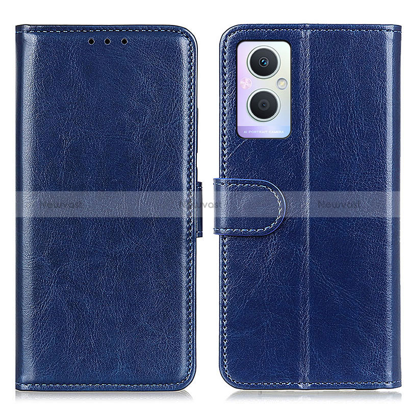 Leather Case Stands Flip Cover Holder M02L for Oppo Reno7 Lite 5G Blue