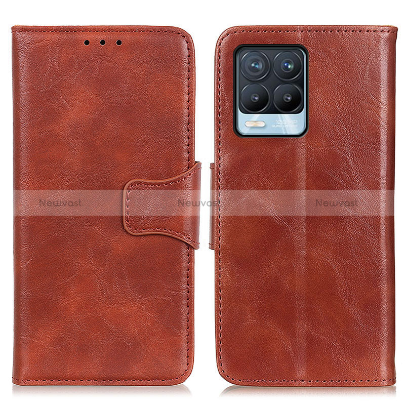 Leather Case Stands Flip Cover Holder M02L for Realme 8 Pro Brown