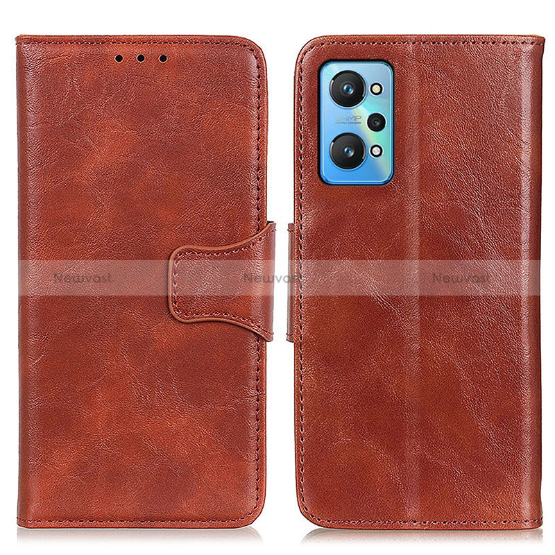 Leather Case Stands Flip Cover Holder M02L for Realme GT2 5G Brown