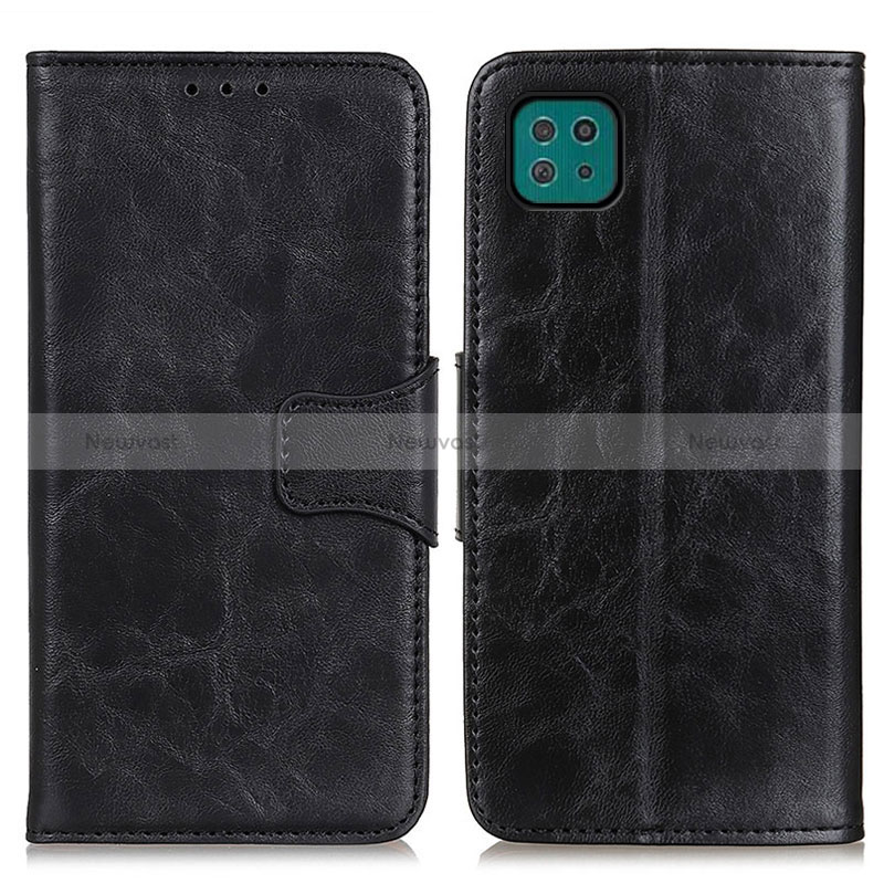 Leather Case Stands Flip Cover Holder M02L for Samsung Galaxy A22s 5G Black