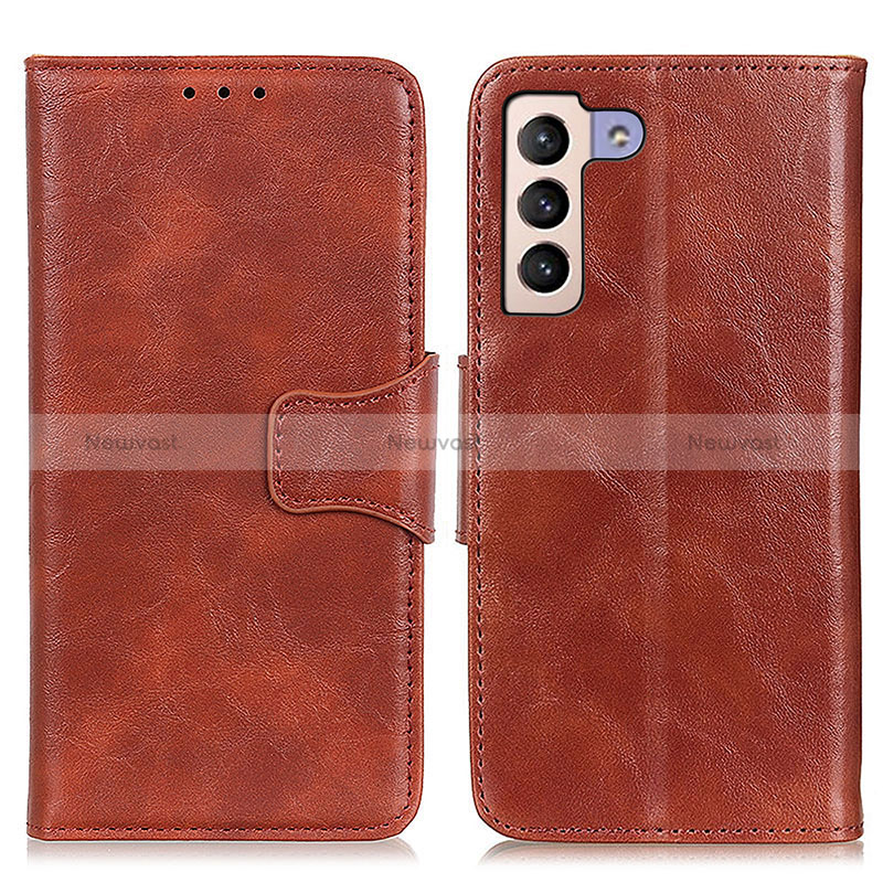 Leather Case Stands Flip Cover Holder M02L for Samsung Galaxy S24 Plus 5G Brown