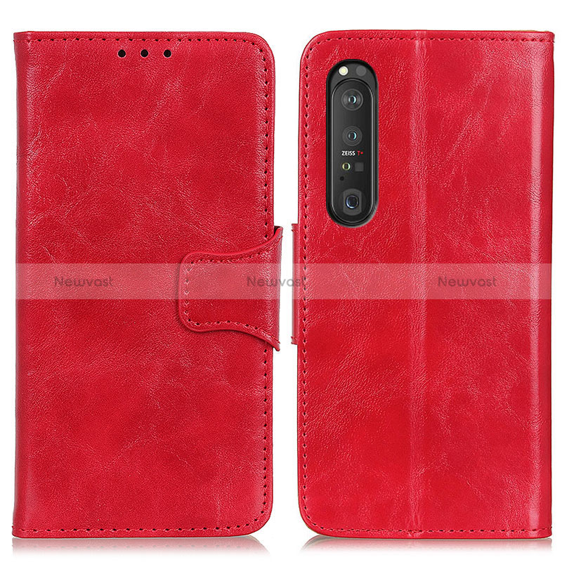 Leather Case Stands Flip Cover Holder M02L for Sony Xperia 1 III Red