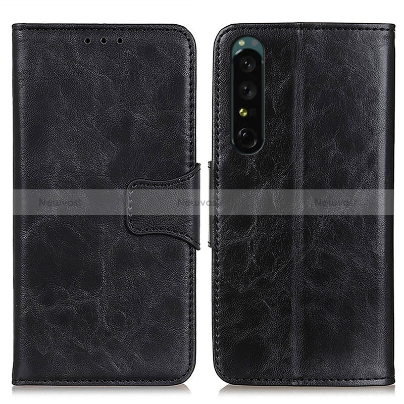 Leather Case Stands Flip Cover Holder M02L for Sony Xperia 1 IV SO-51C Black