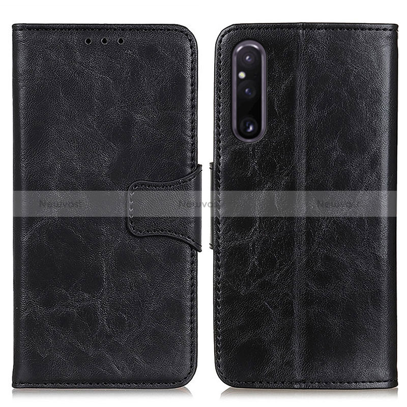 Leather Case Stands Flip Cover Holder M02L for Sony Xperia 1 V Black