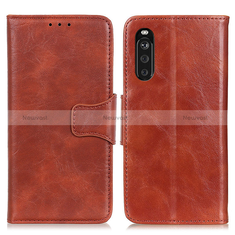 Leather Case Stands Flip Cover Holder M02L for Sony Xperia 10 III Brown