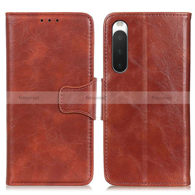 Leather Case Stands Flip Cover Holder M02L for Sony Xperia 10 IV SO-52C Brown