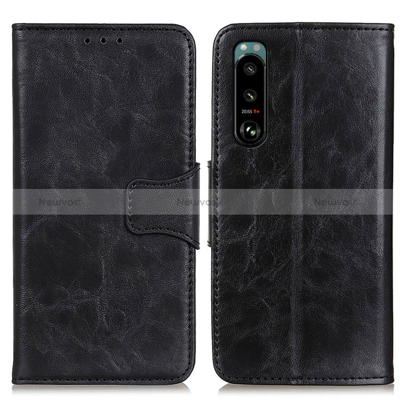 Leather Case Stands Flip Cover Holder M02L for Sony Xperia 5 III Black