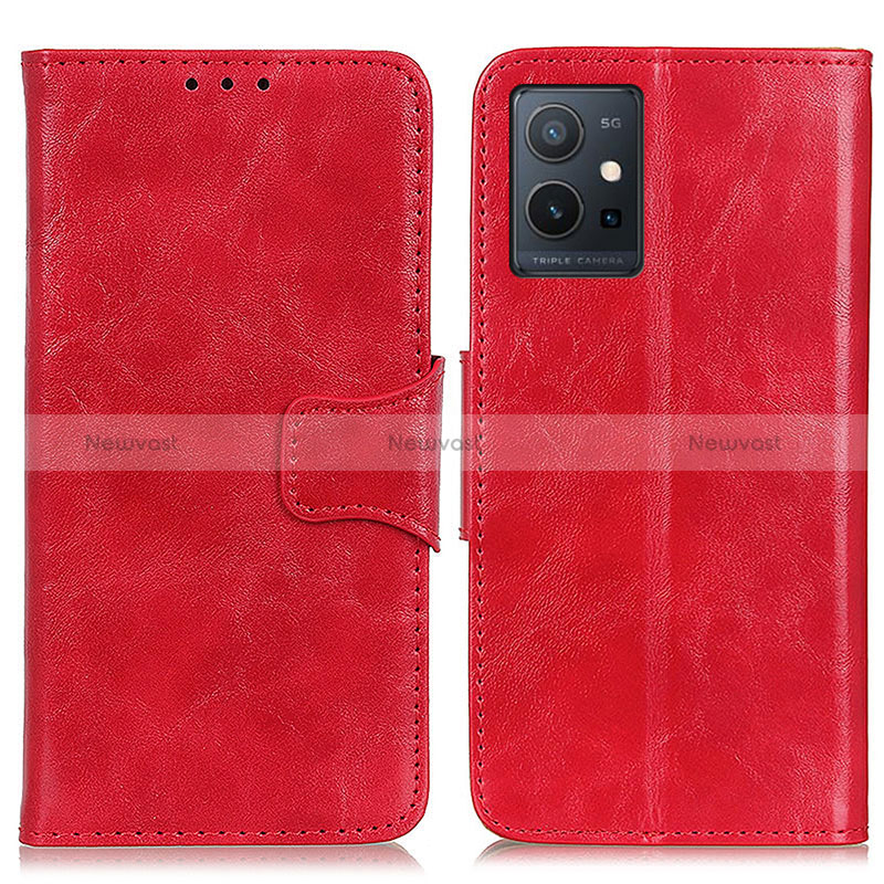 Leather Case Stands Flip Cover Holder M02L for Vivo Y33e 5G Red