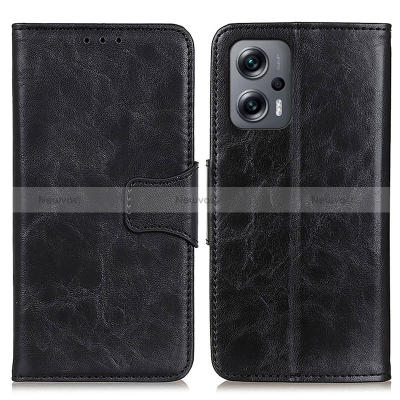 Leather Case Stands Flip Cover Holder M02L for Xiaomi Poco X4 GT 5G Black