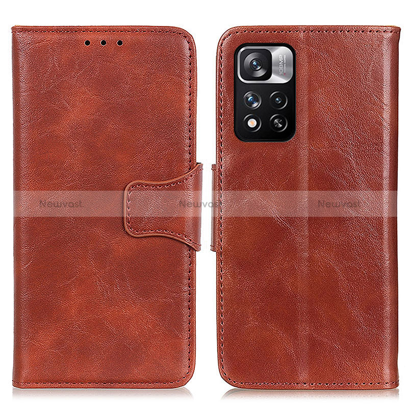 Leather Case Stands Flip Cover Holder M02L for Xiaomi Poco X4 NFC Brown