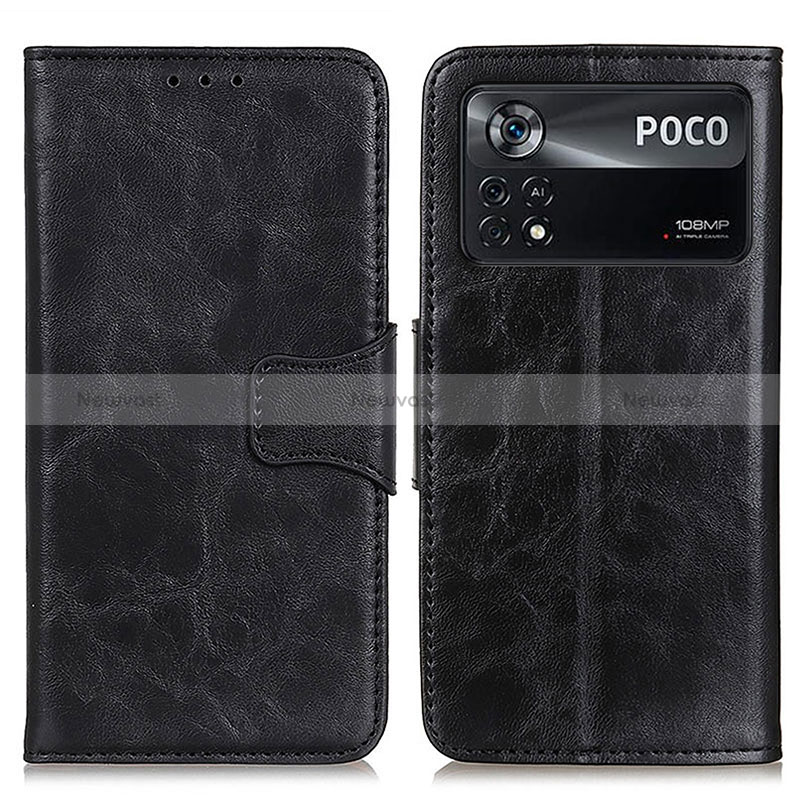 Leather Case Stands Flip Cover Holder M02L for Xiaomi Poco X4 Pro 5G Black