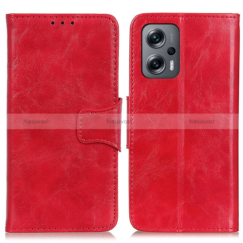 Leather Case Stands Flip Cover Holder M02L for Xiaomi Redmi K50i 5G Red