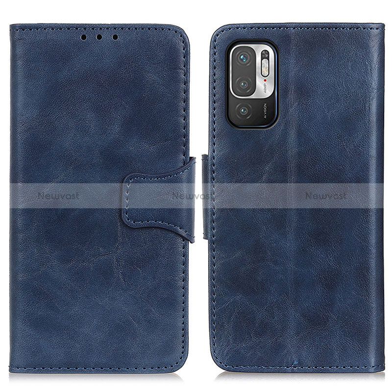 Leather Case Stands Flip Cover Holder M02L for Xiaomi Redmi Note 10 5G Blue