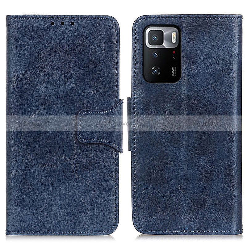 Leather Case Stands Flip Cover Holder M02L for Xiaomi Redmi Note 10 Pro 5G Blue