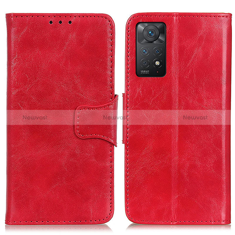 Leather Case Stands Flip Cover Holder M02L for Xiaomi Redmi Note 11 Pro 4G Red