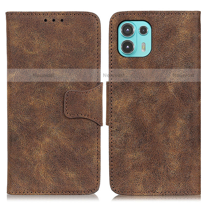 Leather Case Stands Flip Cover Holder M03L for Motorola Moto Edge 20 Lite 5G Brown