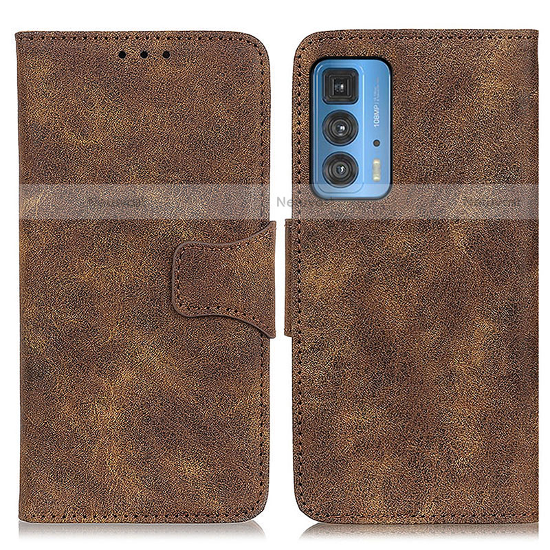 Leather Case Stands Flip Cover Holder M03L for Motorola Moto Edge 20 Pro 5G Brown