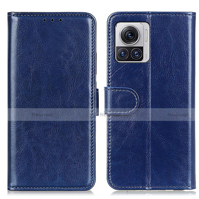 Leather Case Stands Flip Cover Holder M03L for Motorola Moto Edge 30 Ultra 5G Blue