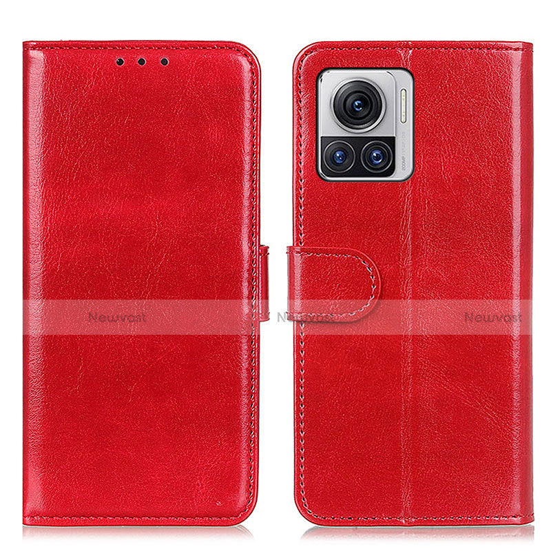 Leather Case Stands Flip Cover Holder M03L for Motorola Moto Edge 30 Ultra 5G Red