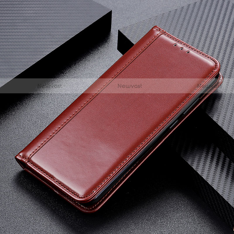 Leather Case Stands Flip Cover Holder M03L for Motorola Moto G10 Power Brown