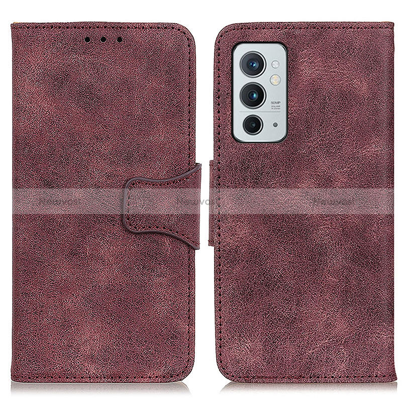 Leather Case Stands Flip Cover Holder M03L for OnePlus 9RT 5G Purple