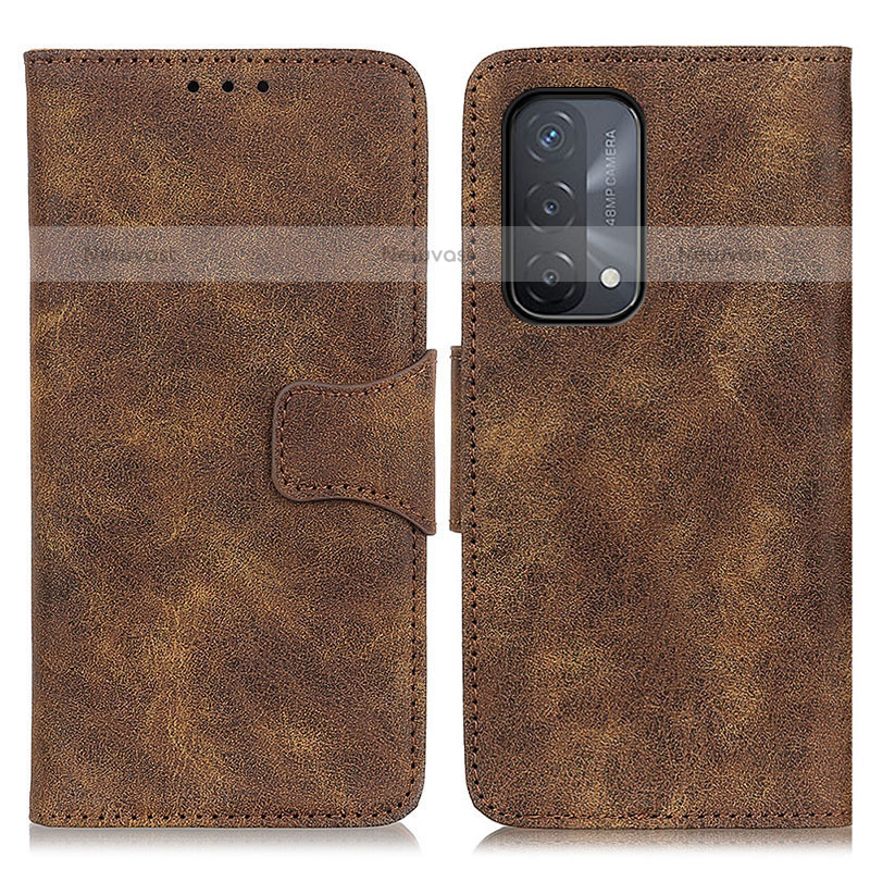 Leather Case Stands Flip Cover Holder M03L for OnePlus Nord N200 5G Brown