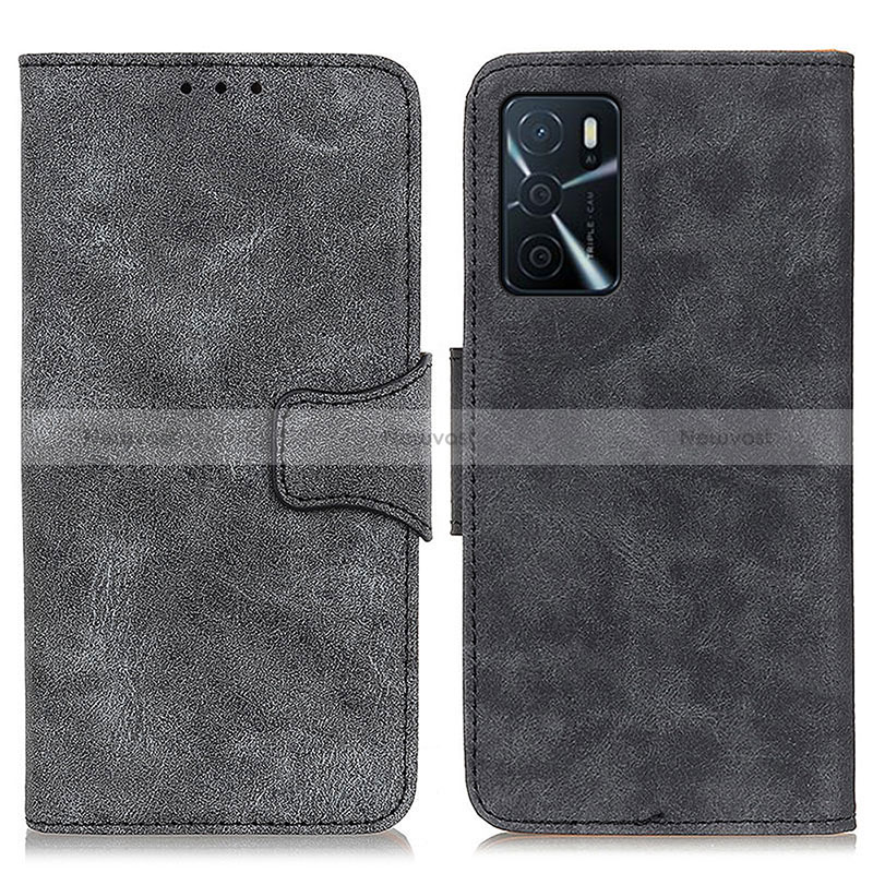 Leather Case Stands Flip Cover Holder M03L for Oppo A16s Black