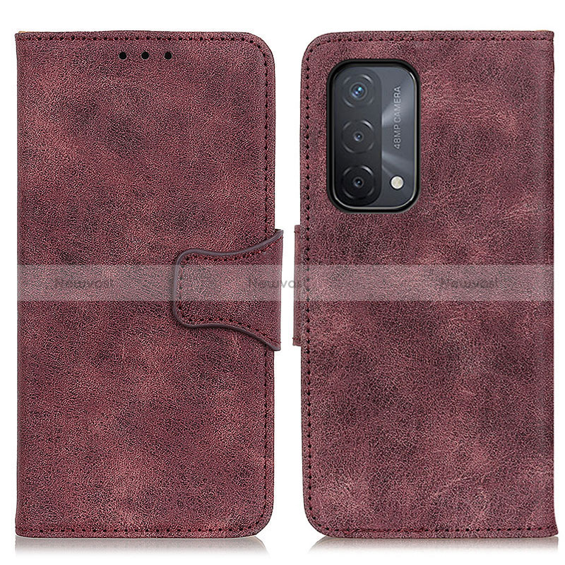 Leather Case Stands Flip Cover Holder M03L for Oppo A54 5G Purple