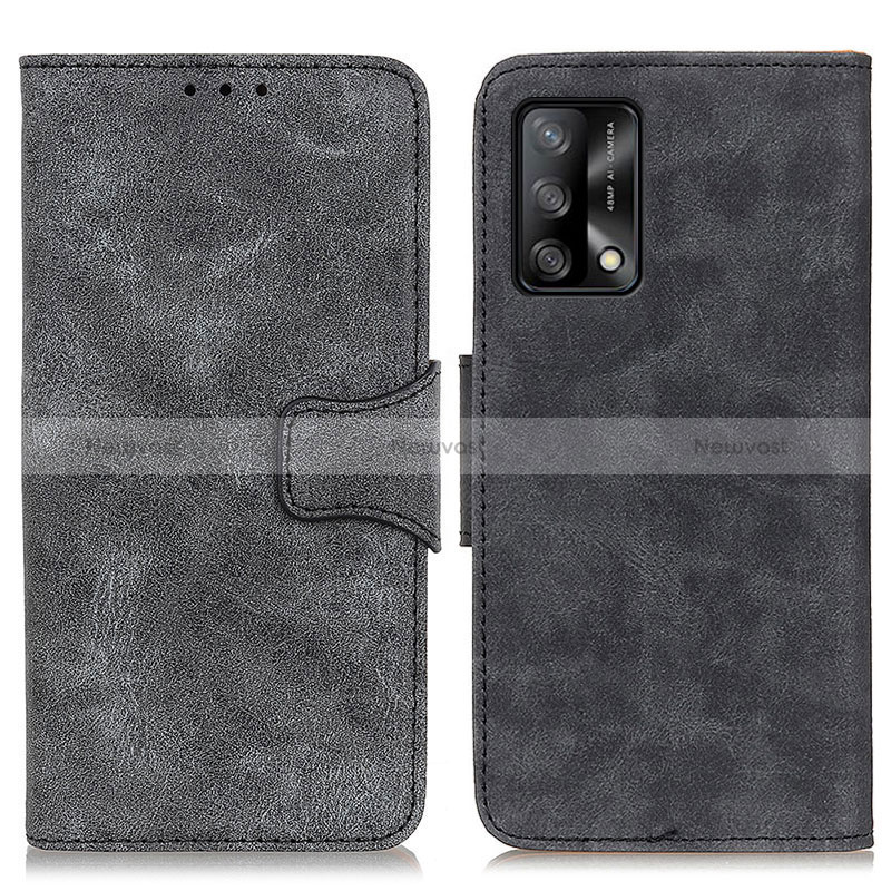 Leather Case Stands Flip Cover Holder M03L for Oppo Reno6 Lite Black