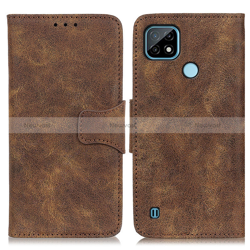 Leather Case Stands Flip Cover Holder M03L for Realme C21 Brown