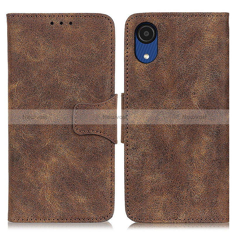 Leather Case Stands Flip Cover Holder M03L for Samsung Galaxy A03 Core Brown