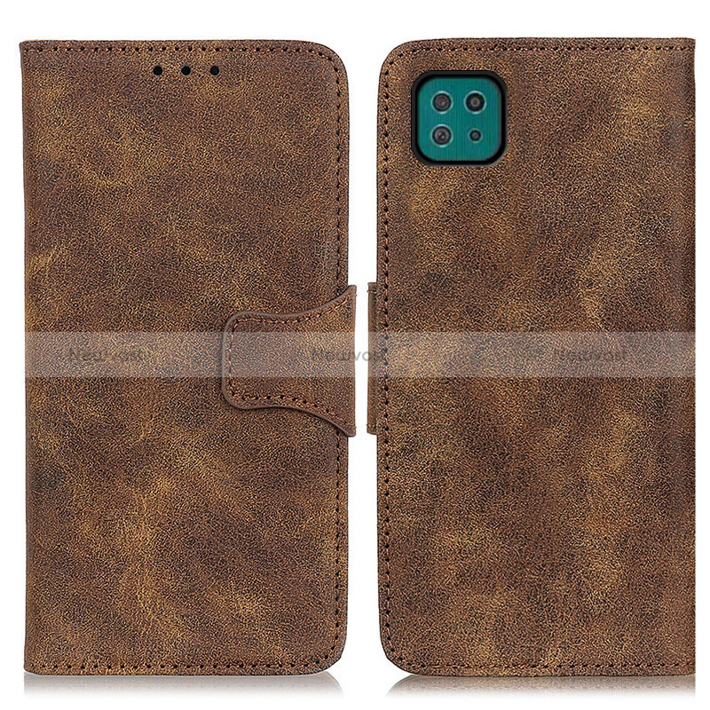 Leather Case Stands Flip Cover Holder M03L for Samsung Galaxy A22s 5G Brown