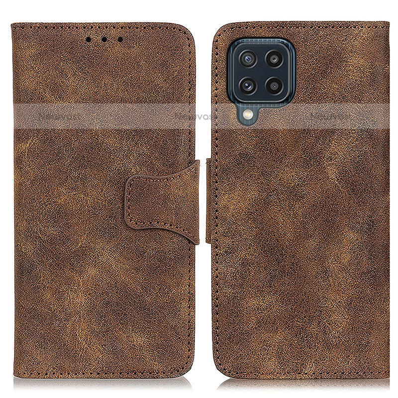 Leather Case Stands Flip Cover Holder M03L for Samsung Galaxy M32 4G Brown