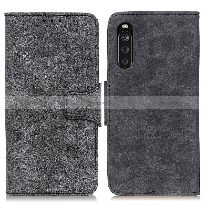 Leather Case Stands Flip Cover Holder M03L for Sony Xperia 10 III Black