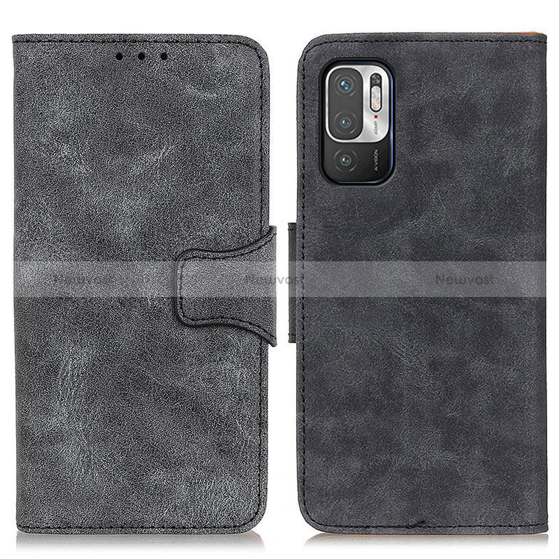 Leather Case Stands Flip Cover Holder M03L for Xiaomi Redmi Note 10 5G Black