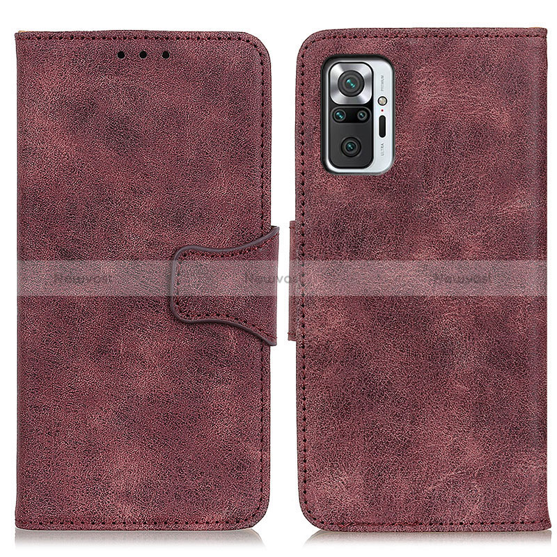 Leather Case Stands Flip Cover Holder M03L for Xiaomi Redmi Note 10 Pro 4G Purple