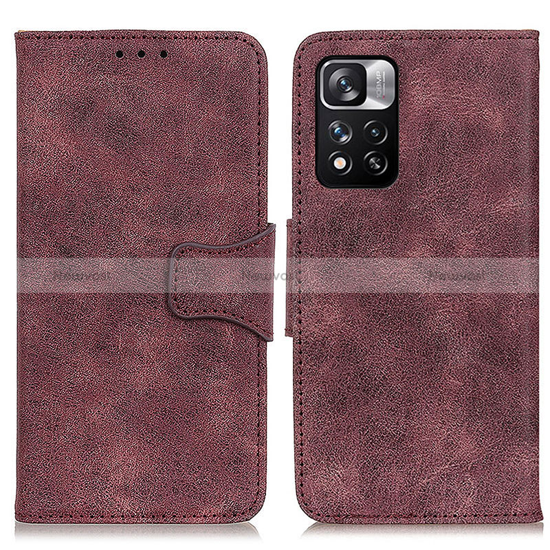 Leather Case Stands Flip Cover Holder M03L for Xiaomi Redmi Note 11 Pro+ Plus 5G Purple