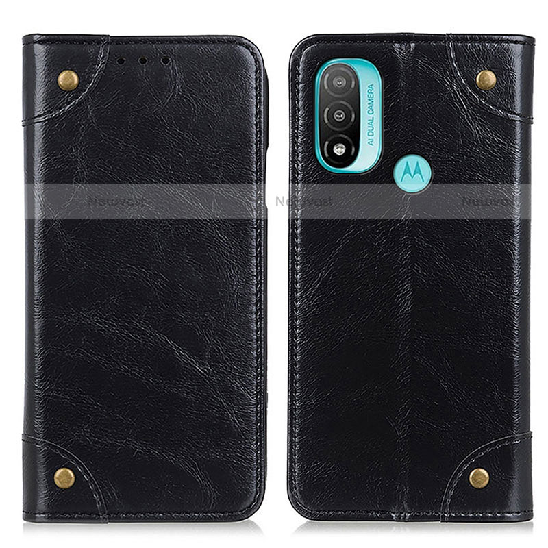 Leather Case Stands Flip Cover Holder M04L for Motorola Moto E30 Black