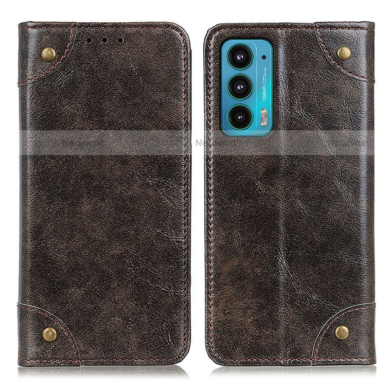 Leather Case Stands Flip Cover Holder M04L for Motorola Moto Edge 20 5G Bronze