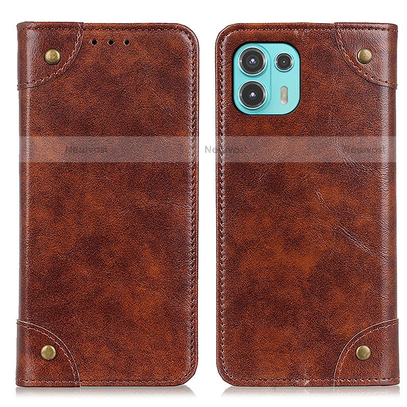 Leather Case Stands Flip Cover Holder M04L for Motorola Moto Edge 20 Lite 5G Brown