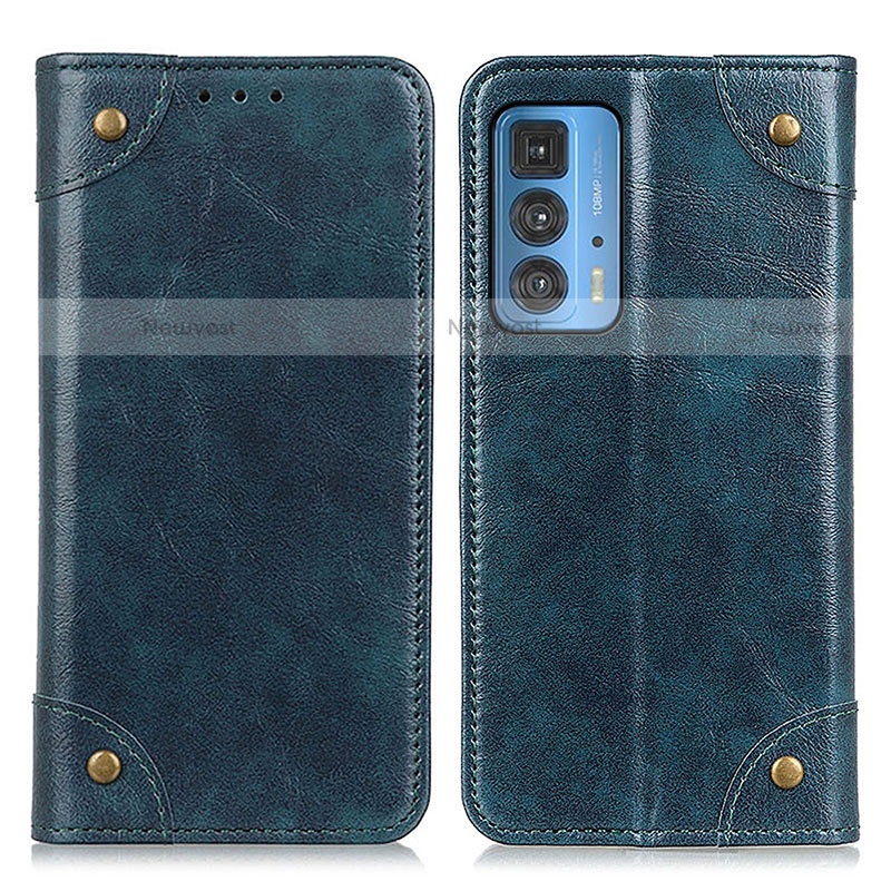 Leather Case Stands Flip Cover Holder M04L for Motorola Moto Edge 20 Pro 5G Blue