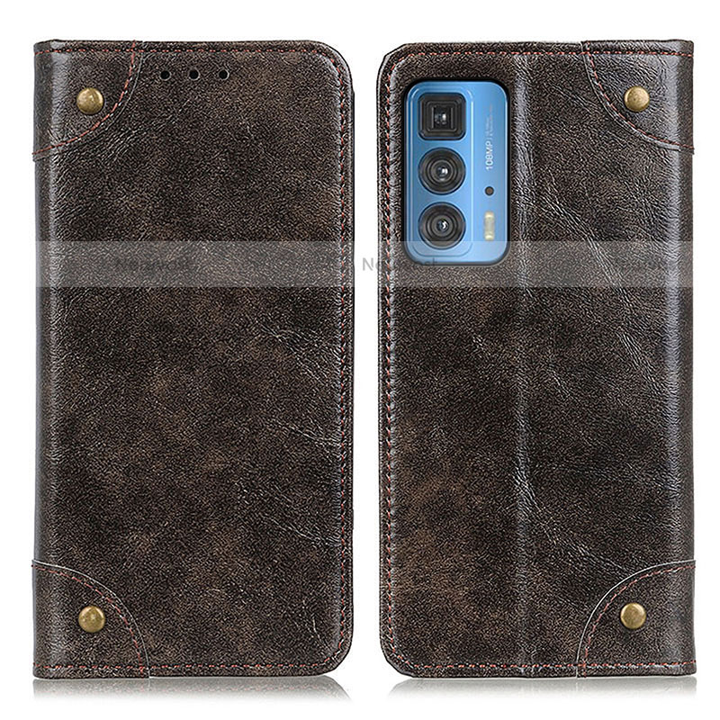 Leather Case Stands Flip Cover Holder M04L for Motorola Moto Edge 20 Pro 5G Bronze