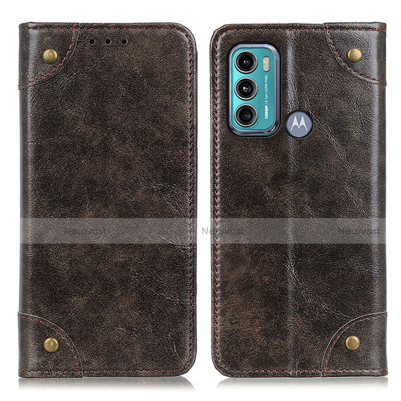 Leather Case Stands Flip Cover Holder M04L for Motorola Moto G60 Bronze